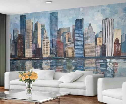 City Wallpaper for Living Room - Peel and Stick Wallpaper, Painting Landscape Bedroom Wall Paper, Large Wall Mural & Abstract Cityscape Home Decor, Self Adhesive