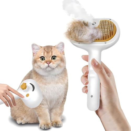 GardenSkill Cat Grooming Brush for Shedding Cats with Short & Long Hair | Self-Cleaning Deshedding Comb for Fur, Knots | Anti-Static Pet Steam Brush with Stainless Steel Bristles | Dog Grooming Tool