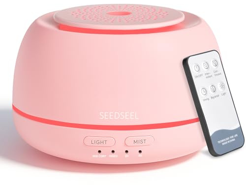 SEEDSEEL 300ML Essential Oil Diffuser with 7 Color LED Light, Remote, 4 Timers, Auto-Off, Ultrasonic Aromatherapy Diffuser for Office, Bedroom, Yoga, Home