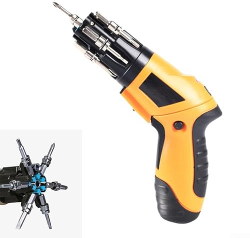 SMZhomeone Cordless Electric Screwdriver Set 3.6V Rechargeable Lithium Battery Mini Drill Driver With LED Light And Interchangeable Bits For Furniture Assembly Home Repairs In Yellow