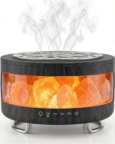 BZGG 2-in-1 Aroma Diffuser & Salzkristall Lampe - 300ml Ultraschall Duftdiffusor mit 7 Farben LED Licht, Timer, leiser Luftbefeuchter-Funktion für ätherische, Ideal für Schlafzimmer,Büro,Schwarz