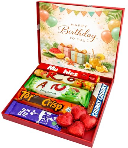 Birthday Chocolate Gift for Her- Happy Birthday Gift Hamper for Women, Girlfriend, Wife, Sister, Mum – Unique Chocolate Selection Box Ready to Gift