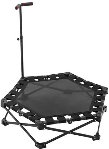 CHIMHOON Klappbares Fitness-Trampolin 120cm Sechseckiges Trainingstrampolin, Max 130kg Faltbares Trampolin Klein Verstellbarer Griff, 3-Gang-Höhenverstellung, für Heimtraining von Erwachsenen