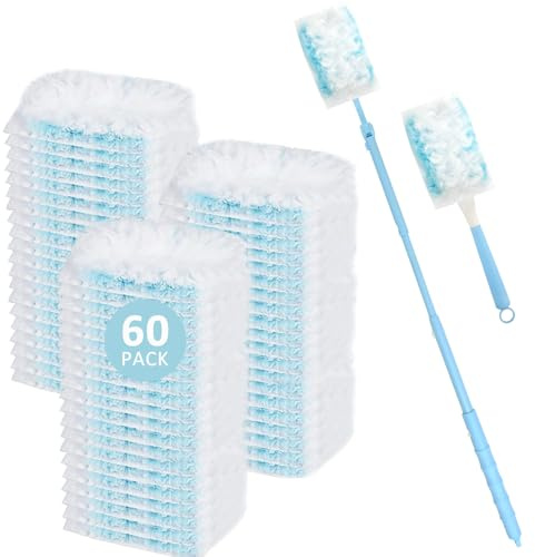 62 Stück Staubmagnet, kompatibel mit Swiffer Staubmagnet Nachfüllpack, Magnetischer Staubwedel mit Teleskopstange, Staubwischer zur Reinigung von Staub & Haaren – Putzutensilien
