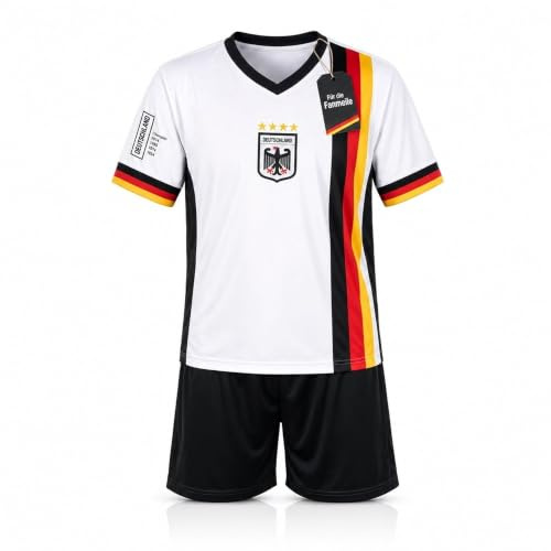 Deutschland Fußball Kinder Trikot Set mit Hose, Adler und 4 Sternen