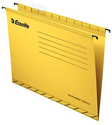 Esselte 90335 Classic Reinforced Suspension File, Foolscap, Pack of 25, Tabs Included, 360 x 240 mm, Yellow