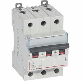 408054 Disjoncteur Tripolaire 2a - 3p Courbe D - 6/10ka - à Vis - Legrand Dx3
