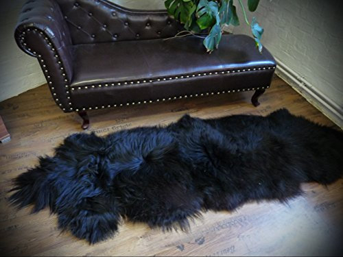 Island SCHAFFELL - LÄUFER Fell Teppich SCHWARZ ca.200x75cm