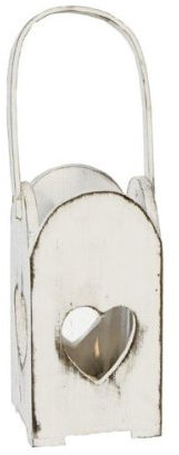 Windlicht Herz Weiß Laterne aus Holz Vintage Shabby Tisch Deko Hochzeit Hochzeitsdeko Gartendeko