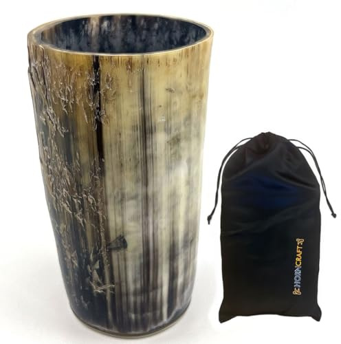 Becher – Groß – Rough/poliert mit Horn Boden – Horn CUP