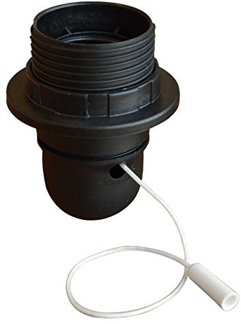 Tibelec 823020 Douille Demi-Filetée avec Interrupteur à Tirette + Bague E27 Noir