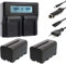 2X Akku NP-F750 4400mAh mit Dual Ladegerät für Yongnuo LED ACCU YN160 YN300 YN600 YN160 II YN160S YN1410 YN140 YN900 Kameralicht Videoleuchte