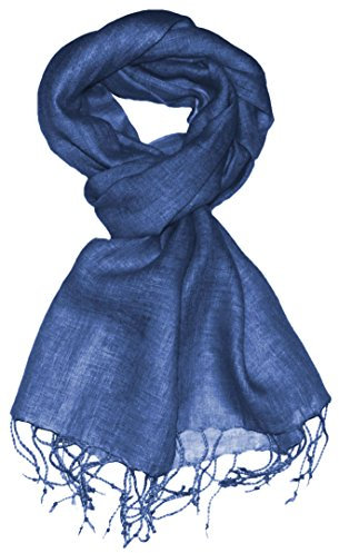 Lorenzo Cana Herrenschal Leinenschal 100% Leinen 70 cm x 180 cm Tuch Naturfaser Riverside Mittelblau 9326211