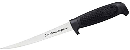 Marttiini Finnisches Filetiermesser, Klinge 15cm, Kunststoff-Scheide, mit persönlicher Gravur