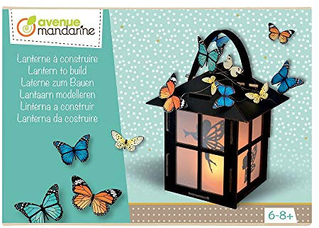 Avenue Mandarine - Caja creativa para construir - a partir de 6 años - Kit de actividades manuales creativas - Linterna de cartón para montar + 3 tablas de motivos decorativos de mariposas y hadas