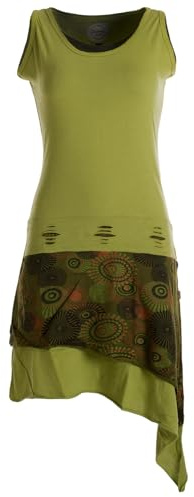 Vishes - Alternative Bekleidung - Ärmelloses asymmetrisches Lagenlook Zipfelkleid hellgrün 36