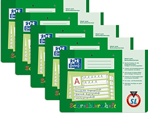 Oxford Die Cast Oxford 100050089 Schreiblernheft Schule 5er Pack A4 Quer 16 Blatt Lineatur SL (1. Klasse) Gelocht - Schreiben Lernen in der Grundschule und Förderschule (5er Pack, 1)