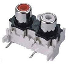 Conector 2 RCA estéreo de panel horizontal toma hembra audio PCB cable