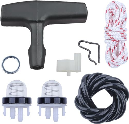 Mango de Arranque con Cuerda para Stihl TS410 y TS420, AUMEL Mango + Cuerda + Trinquete de Arranque + Bomba de Cebado + Manguera de Combustible Repuesto Arrancador de Retroceso