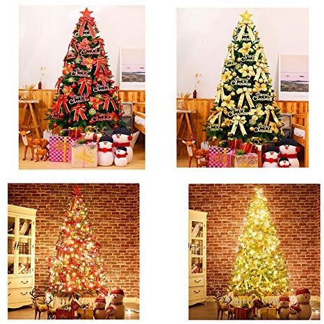 JRPT Arbre de Noël Artificiel Sapin Avec Des Forfaits Décoratifs,Structure Métallique Réductible,Système Pvc Économiser De L'Espace/rouge / 1,5 M