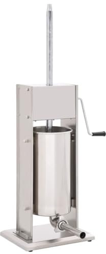'vidaXL Manual Sausage Stuffer-15 L Capacity Stainless Steel with 3 Filling Tubes for Diverse Sausage Making Needs