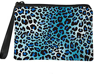 TOADDMOS Petit porte-monnaie guépard avec fermeture éclair pour femmes et filles, Léopard bleu blanc, Taille unique, Pochette à monnaie