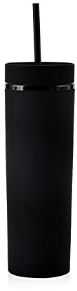 Mousyee Tumblers with Lids and Straws, Plastic with Straw 450ml/160Z Bright Colored Insulated Double Walled Sweat-proof Water Tumblers for Cold Drinks, Home Office, Fits Most Cupholder