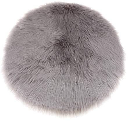 Fenteer Winter Kunstfell Sitzpolster Sitzkissen Stuhlkissen Bodenkissen Plüschmatte Auflage Teppich, Grau 40 cm