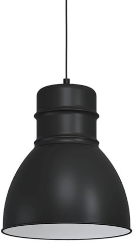 EGLO Pendelleuchte Ebury, 1 flammige Hängelampe industrial, skandi, Hängeleuchte aus Metall in Schwarz, Weiß, Esstischlampe, Wohnzimmerlampe hängend mit E27 Fassung