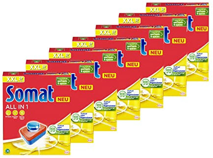 Somat All in 1 Spülmaschinen Tabs, 57 Tabs, XXL Pack, Geschirrspül Tabs für kraftvolle Reinigung mit Geruchsneutralisierer Funktion