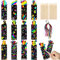 Kratzbilder für Kinder, 24/48 Stück Kratzbild Lesezeichen Set mit 24/48 Stück Holzstiften und Bändern DIY Geschenkanhänger für Kinder Studenten Party Bastelbedarf (Schwarz-24 Stück)