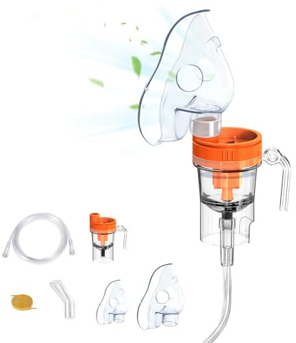 Sentasi Inhaliergerät Vernebler-Zubehör Set mit Mundstück und Maske: großes Mundstück, kleines Mundstück, Schlauch, Seil (Orange)