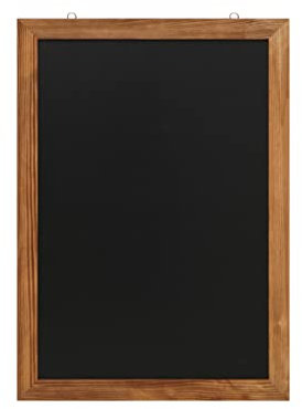 EUROPEL Kreidetafel mit schwarzer Melaminschicht, Rahmen aus lackiertem Kiefernholz, Naturholzfarbe, Abmessungen 50x70cm, Wandbefestigung, Hoch- oder Querformat, für flüssige Kreidemarker