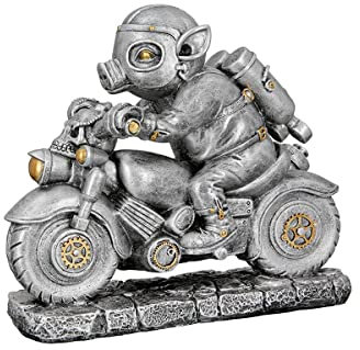 Casablanca Figur Steampunk Motor-Pig - Kunstharz in Silber - Breite 23 cm - Deko - Sammlerstück - Geschenk - Schwein