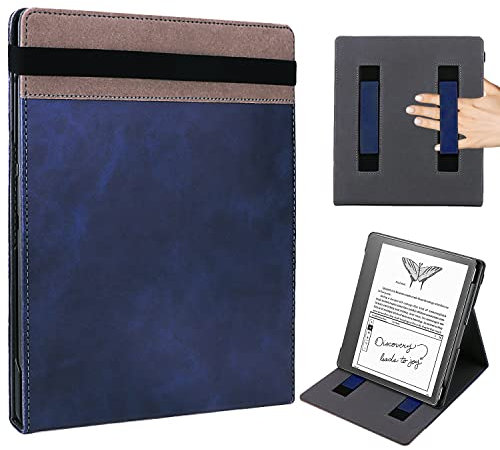 WALNEW Flip Case for 10.2-inch Kindle Scribe 2024/2022 Released, Two Hand Straps and Vertical Multi-Viewing Stand Cover with Pen Holder and Auto Wake/Sleep for 10.2” Amazon Kindle Scribe E-Reader