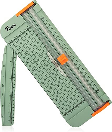 Firbon A4 Massicot 12 Pouces Règle Titane Guillotine Coupe Papier avec Sécurité Système Remplaçable Lame Couper Coupon, Papier d'artisanat, Etiquette et Photo,Morandi