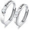 Whoiy Verlobungsring Paar Anpassen, Pärchen Ringe Herz 925 Silber Ring Verstellbar Gravur Forever Love mit Zirkon 3mm/4mm für Männer Damen