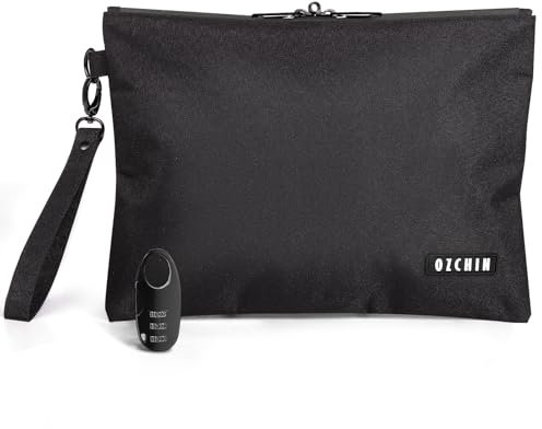 OZCHIN Geruchsdichte Tasche mit Kombinationsschloss | Kohlefaser-Futter | Raucherbeutel für Tabak | Geruchsneutral | Medikamenten-Organizer