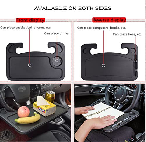 Universal 2en1 Escritorio para Volante de Coche,Mesa de Comida para Coche,Bandeja Multifuncional para Volante,Apta para la Mayoría de Volantes de Vehículos (Gris)