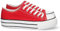 shoes&blues.es 74899-Zapatilla Plana para Mujer, de Doble Suela, Comoda, con Material de Lona, Estilo Bamba Casual, y Cierre de Cordones. Talla 38 Rojo