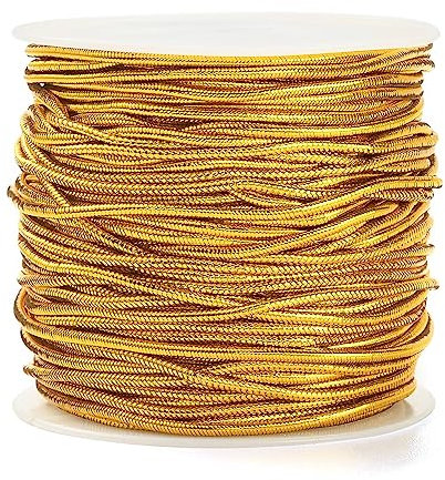 UR URLIFEHALL Cordoncino elastico per bracciali, collane, gioielli, artigianato, 20 m x 1 mm, colore: oro