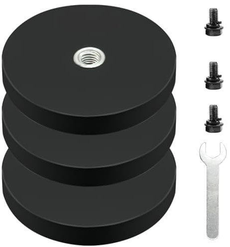 Nizirioo 3 imanes de neodimio engomados, grandes, fuertes, diámetro de 88 mm, con rosca exterior M6 y llave hexagonal pequeña, 30 kg de fuerza de sujeción, imanes atornillables para tornillos, ojal o