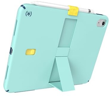 Speck iPad 10.9 Inch Tablet Case and Stand - Scratch Resistant, Drop Protection & Quick Release Kickstand - for iPad 10th Gen 2022 - StandyShell Glass Teal/Deep Sea Blue/Daisy Yellow