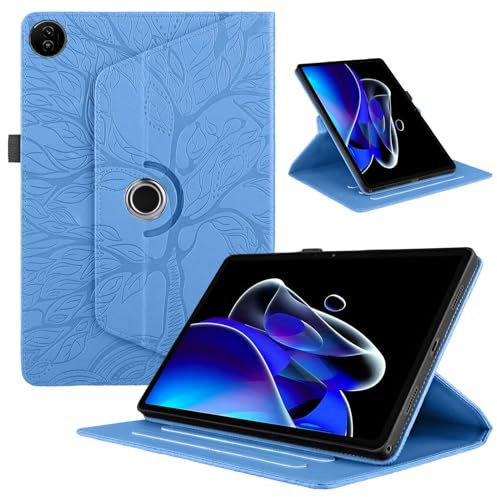 TEDTIKJT Tablet Hülle für Realme Pad 2 11.5 2023 PU Leder 360°Drehbar Multi-Winkel Ständer Baum Flip Cover für Realme Pad 2 11.5 Tablet Schutzhülle, Blau