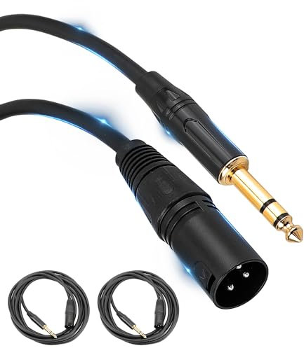 YKUKIZEE 2 Pack 1/4 Inch Jack to Male XLR, 3 m XLR Male to 1/4 Inch Jack Balanced Cable 6.35 mm, TRS To Male XLR Balanced Cable for Stereo Microphone Interconnect Cord Patch Lead Audio