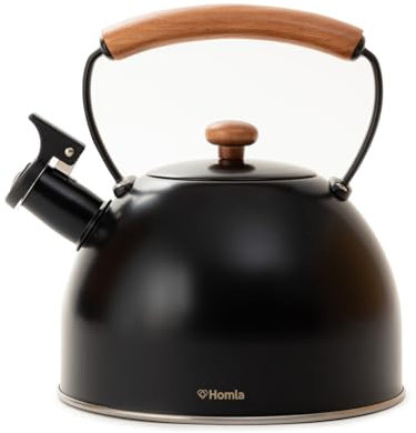 HOMLA Wasserkocher Virgen schwarz mit Holzgriff 2,5 l