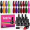 MEFA Pink Gel Nail Polish Set, 12 Colors Red Black White Glitter Gel Polish Soak Off UV Led Orange Purple Nail Gel Manicure at Home DIY Salon for Women
