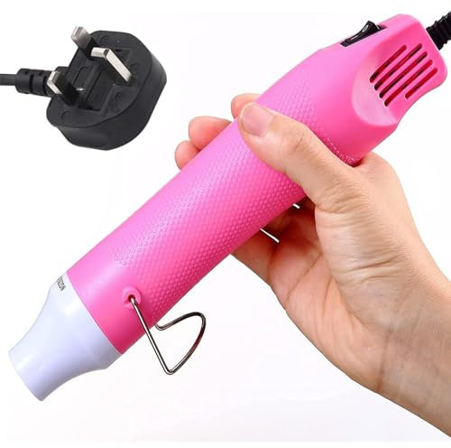 TOPIND Mini Heat Gun Electric 300W 220V 50HZ Portable Hot Air Gun for DIY Craft Embossing, Shrink Wrapping PVC, Drying Paint, Clay, Rubber Stamp, Multi Function Hand-Hold Heat Tools (Pink)