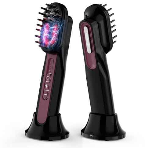 iKeenerTENS Rot und Blau Licht Haarwachstumskamm, 3 in 1 Gesicht und Körper Haarwachstumskamm, Laser Haarausfall Prävention, Portable