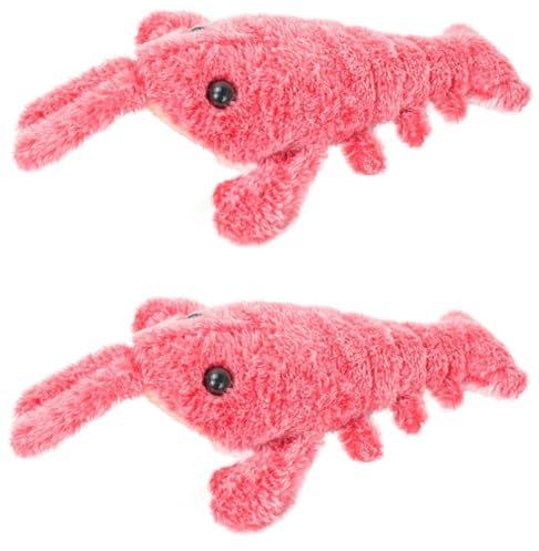 EHOTER Floppy Lobster Hundespielzeug Schlapphummer Interaktiv Springhummer Kauspielzeug Elektrisch Plüsch-Schlenker Kauspielzeug USB- Bewegliches Haustier Spielzeug (2)